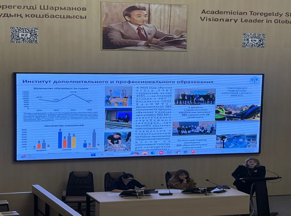 2025 жылғы 18 желтоқсанда сағат 14:00-де Даңқ залында университет проректоры Ж.А.Калматаеваның мектептер мен факультеттердің декандарымен, сондай-ақ кафедра меңгерушілерімен кездесуі өтті.